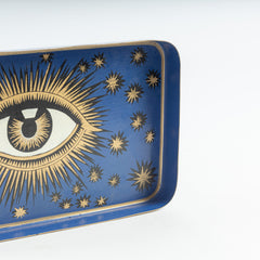 All-Seeing Eye Hand Painted Iron Tray –  Blue