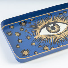 All-Seeing Eye Hand Painted Iron Tray –  Blue
