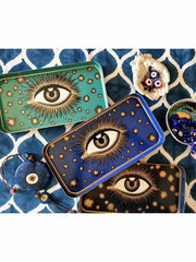 All-Seeing Eye Hand Painted Iron Tray –  Blue