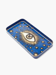 All-Seeing Eye Hand Painted Iron Tray –  Blue