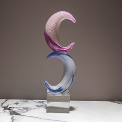 Crescent Moon Decorative Art Glass Sculpture