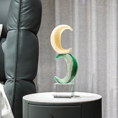 Crescent Moon Decorative Art Glass Sculpture