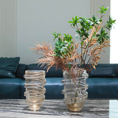 Gold Poline Thread Glass Vase