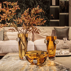 Luxury Amber Glass center piece Bowl 15cm