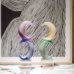 Crescent Moon Decorative Art Glass Sculpture