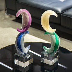 Crescent Moon Decorative Art Glass Sculpture