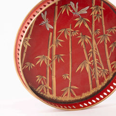 Bamboo & Dragonflies Hand Painted Iron Tray