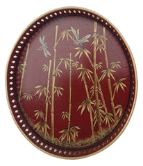 Bamboo & Dragonflies Hand Painted Iron Tray