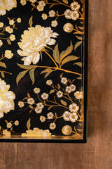 Lacquered Rectangular Flower Tray – Black