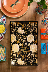 Lacquered Rectangular Flower Tray – Black