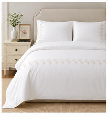 FOUR SEASON Pure Egyptian Cotton Duvet Cover Set – White/Gold
