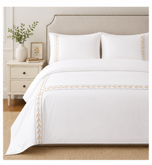 JOYA Pure Egyptian Cotton Duvet Cover Set – White/Gold