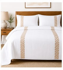 BROCK Pure Egyptian Cotton Duvet Cover Set – White/Gold