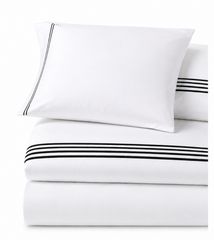 4 Lines Border Pure Egyptian Cotton Duvet Cover Set – White/Black