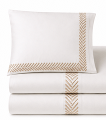 ALBELLA Pure Egyptian Cotton Duvet Cover Set – White/Gold