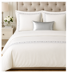 JOYA Pure Egyptian Cotton Duvet Cover Set – Ivory/Silver