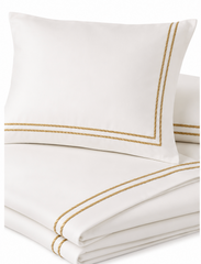 DIFFIRA Pure Egyptian Cotton Duvet Cover Set – White/Gold