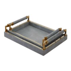 Long Serving Tray with Cylindrical Handles – Gray