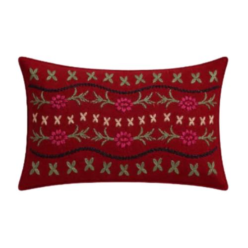 Decorative Printed Red Floral Cushion Cover