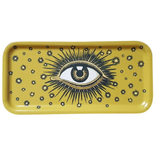 All-Seeing Eye Hand Painted Iron Tray – Yellow