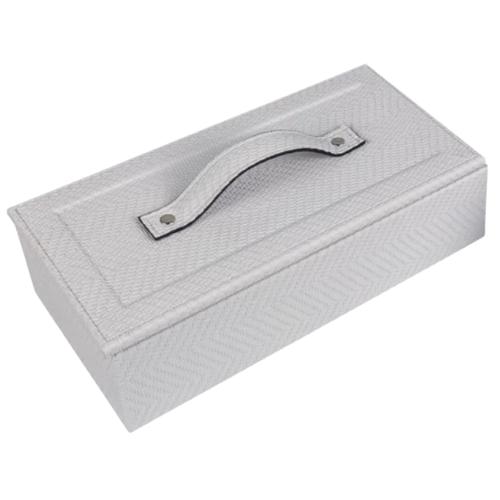 Leather Tote Case with White Stepped Pattern – Desk Organizer