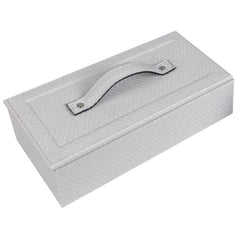 Leather Tote Case with White Stepped Pattern – Desk Organizer