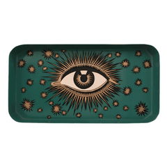 All-Seeing Eye Hand Painted Iron Tray –  Green