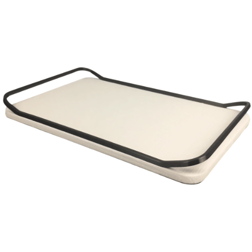 Serving Tray with Metal Handles - White