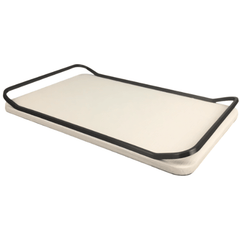Serving Tray with Metal Handles - White