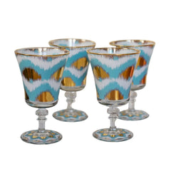Ikat Goblet Wine Glass – Blue & Gold