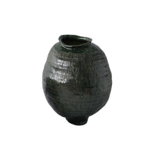 Dark Green Rustic Glazed Porcelain Vase