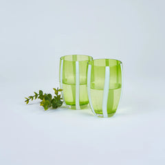 Zafferano Gessato Drinking Glass Set – Green