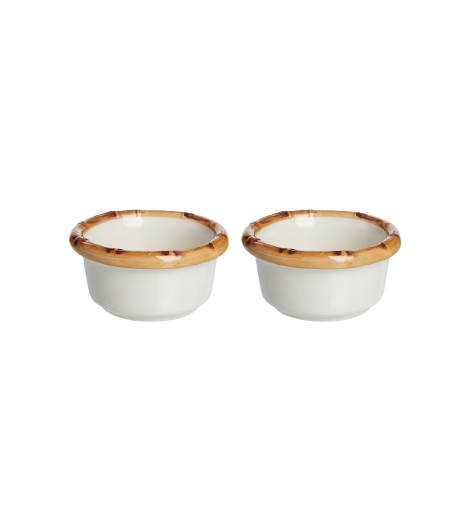 Les-Ottomans Set of 2 Bamboo Bowls 8cm Brown
