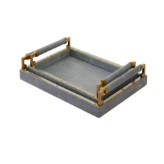 Long Serving Tray with Cylindrical Handles – Gray
