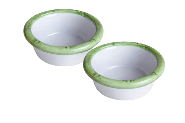 Les-Ottomans Set of 2 Bamboo Bowls 8cm Green