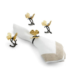Butterfly Ginkgo Napkin Ring Set – 4 Pieces